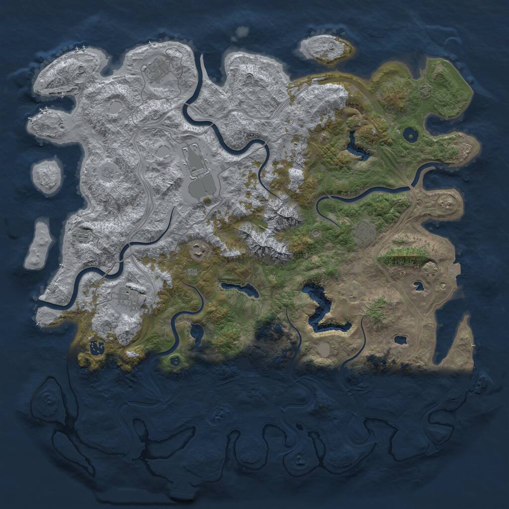 Rust Map: Procedural Map, Size: 5000, Seed: 2147481, 14 Monuments
