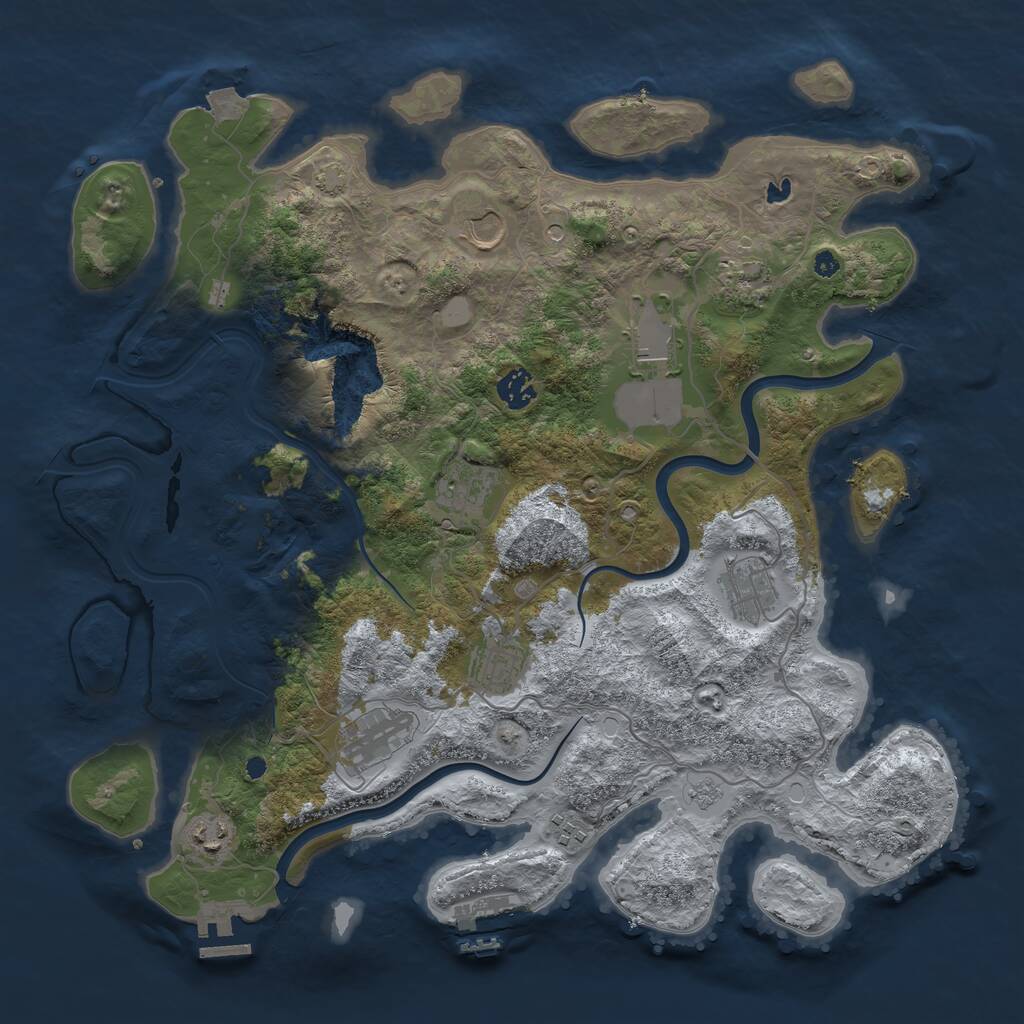 Rust Map: Procedural Map, Size: 4000, Seed: 24815, 16 Monuments