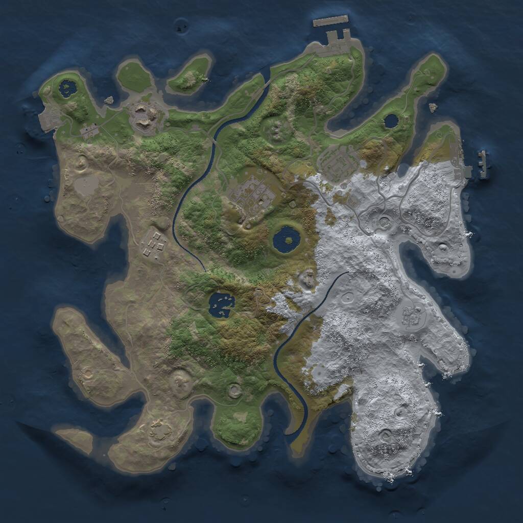 Rust Map: Procedural Map, Size: 3000, Seed: 53587, 11 Monuments