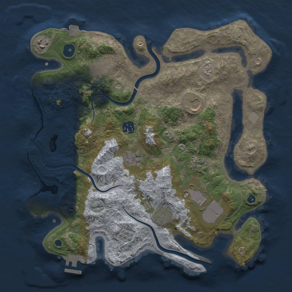 Rust Map: Procedural Map, Size: 3500, Seed: 38790116, 13 Monuments