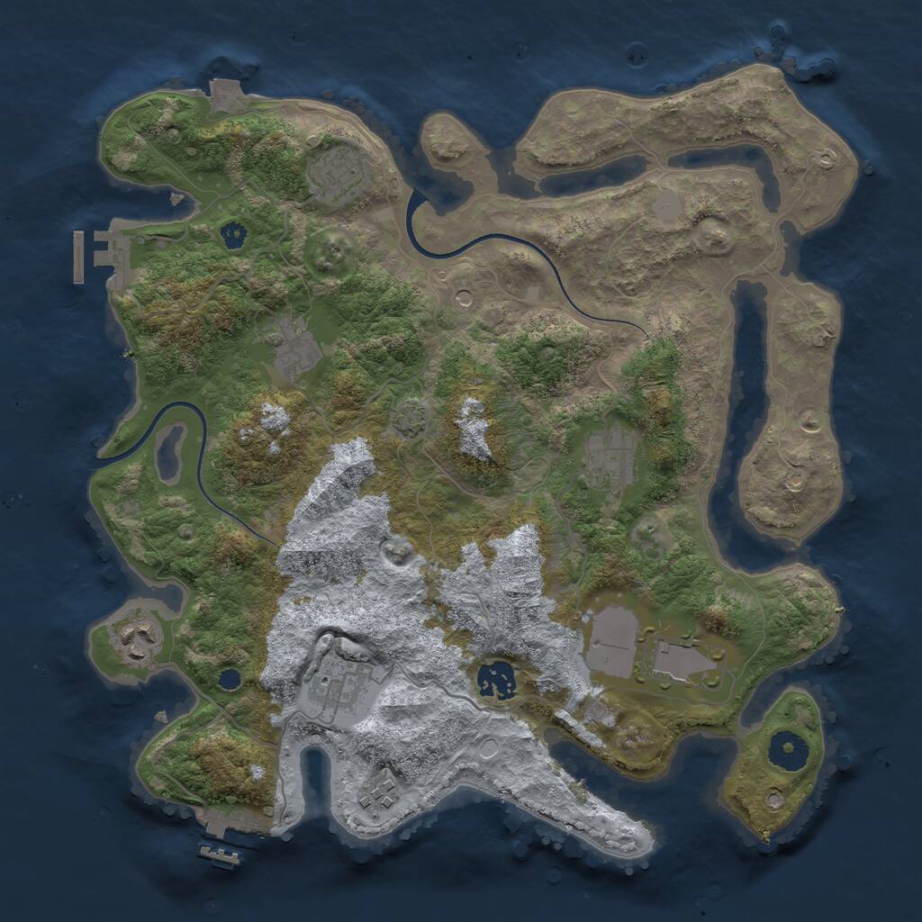 Rust Map: Procedural Map, Size: 3500, Seed: 38790116, 13 Monuments