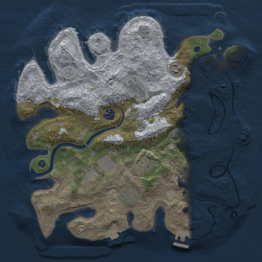 Rust Map: Procedural Map, Size: 3500, Seed: 1944593859, 13 Monuments