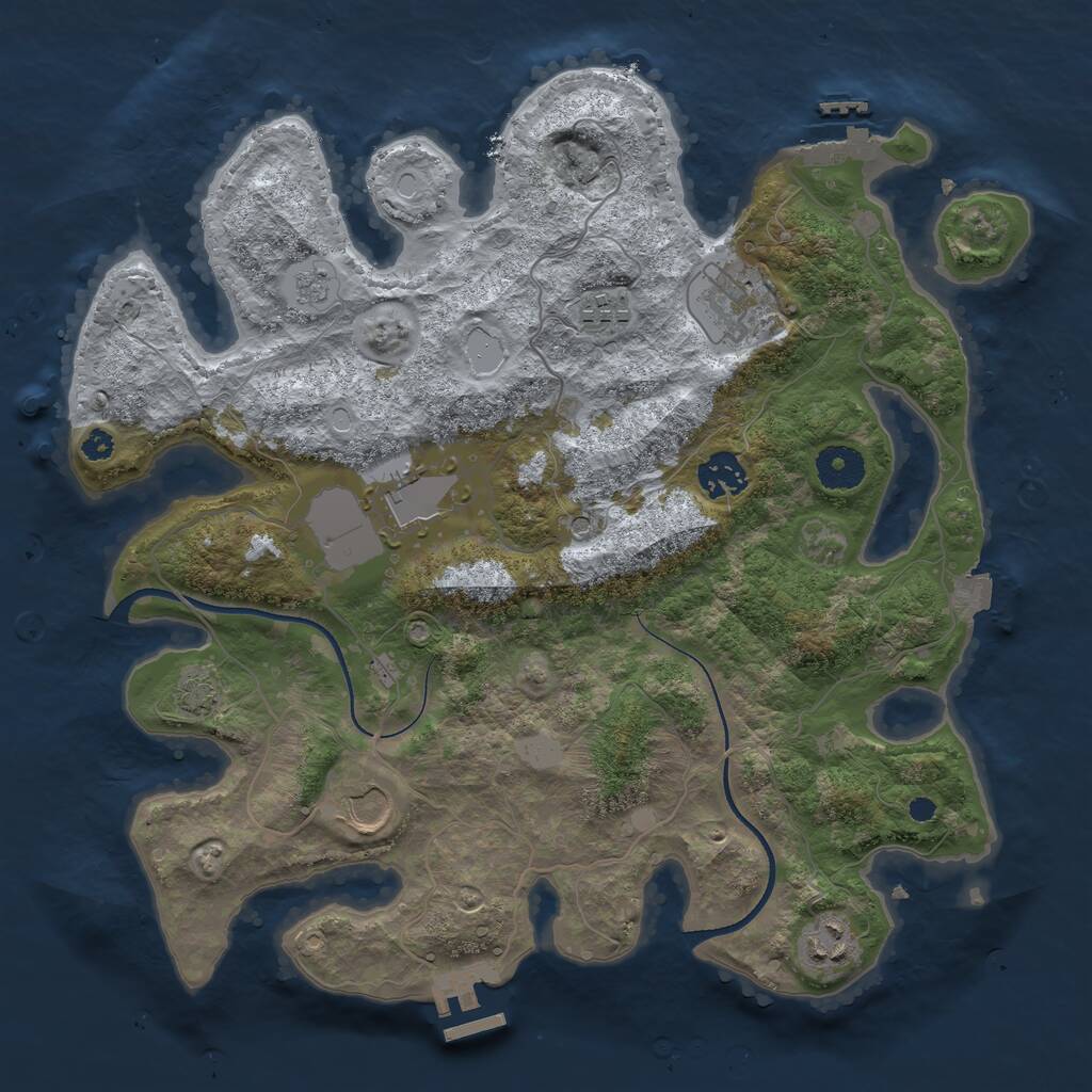 Rust Map: Procedural Map, Size: 3500, Seed: 1944593859, 12 Monuments