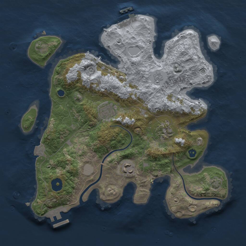 Rust Map: Procedural Map, Size: 3000, Seed: 1183569446, 9 Monuments