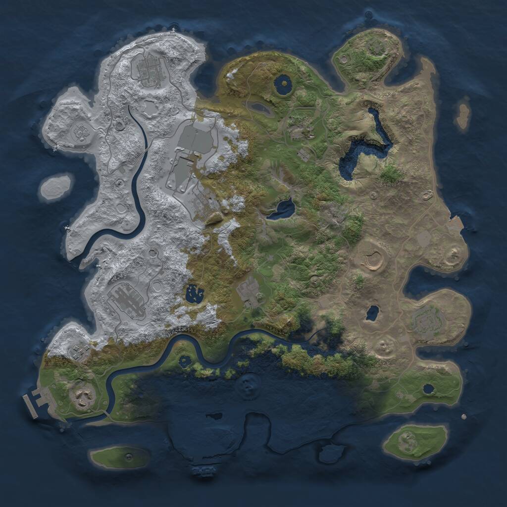Rust Map: Procedural Map, Size: 4000, Seed: 789448259, 17 Monuments