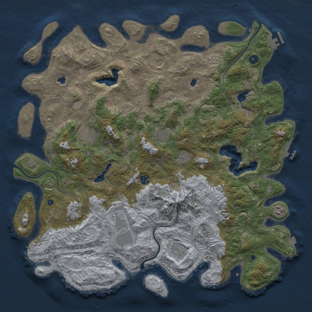 Rust Map: Procedural Map, Size: 5000, Seed: 975375771, 16 Monuments