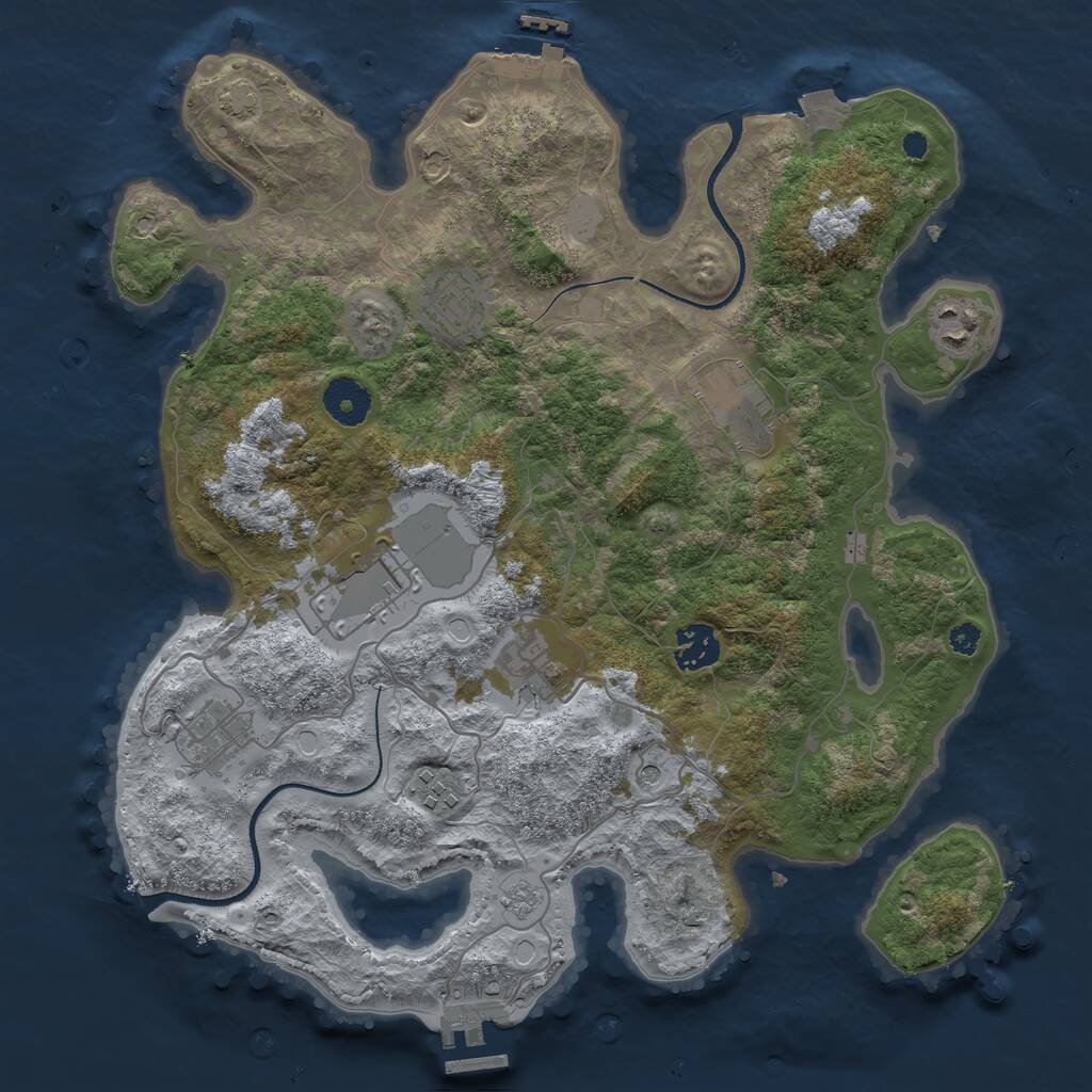 Rust Map: Procedural Map, Size: 3500, Seed: 28363, 14 Monuments