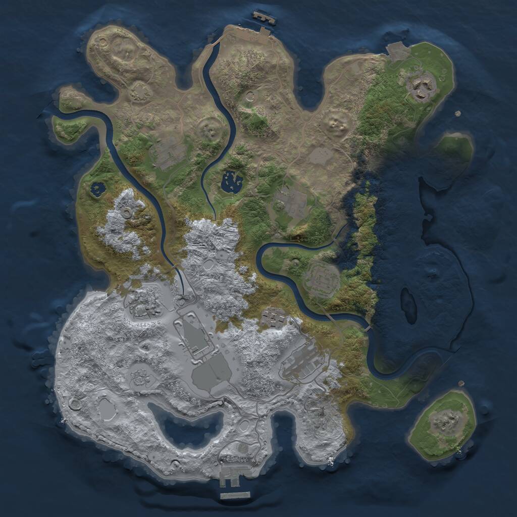 Rust Map: Procedural Map, Size: 3500, Seed: 28363, 15 Monuments