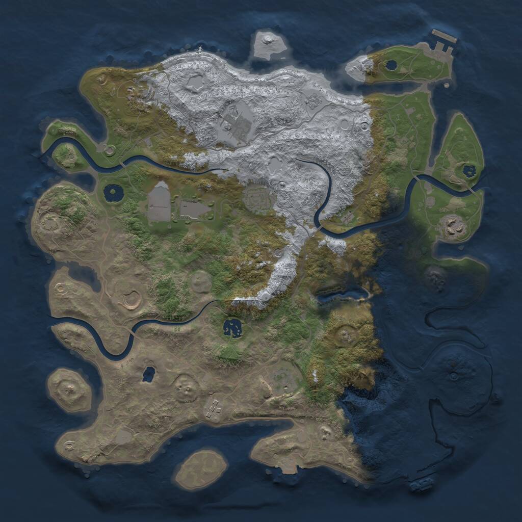 Rust Map: Procedural Map, Size: 4050, Seed: 1092421615, 15 Monuments