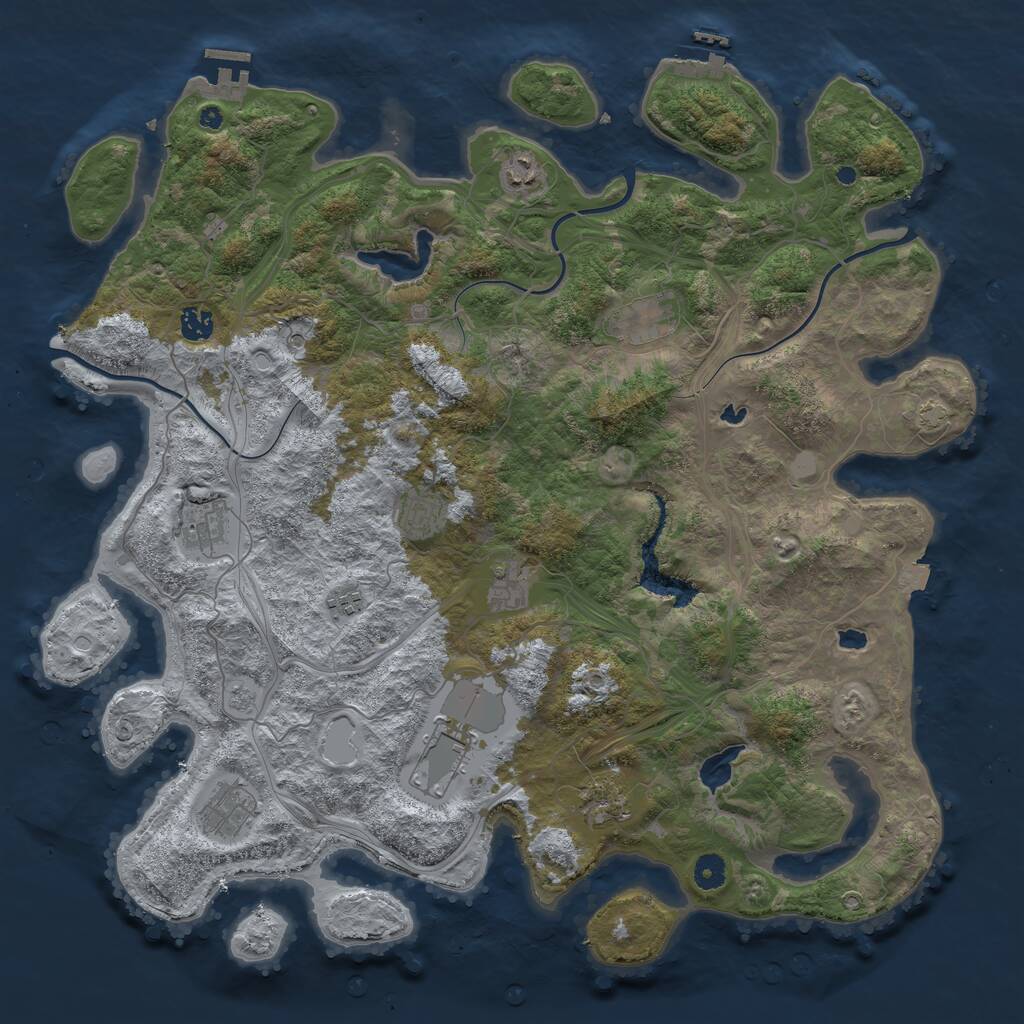 Rust Map: Procedural Map, Size: 4500, Seed: 104966764, 16 Monuments