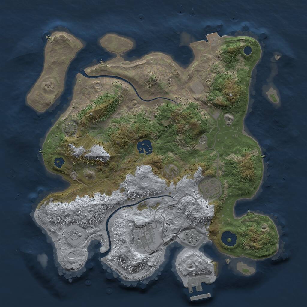 Rust Map: Procedural Map, Size: 3000, Seed: 7891463, 9 Monuments