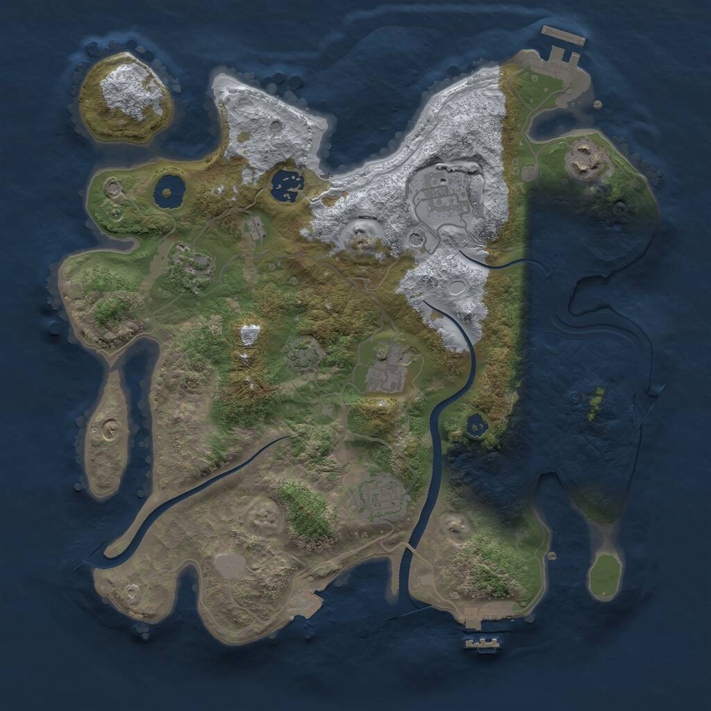 Rust Map: Procedural Map, Size: 3250, Seed: 1321218616, 11 Monuments