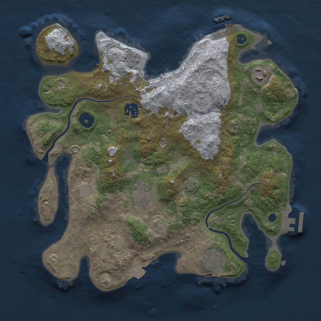 Rust Map: Procedural Map, Size: 3250, Seed: 1321218616, 11 Monuments