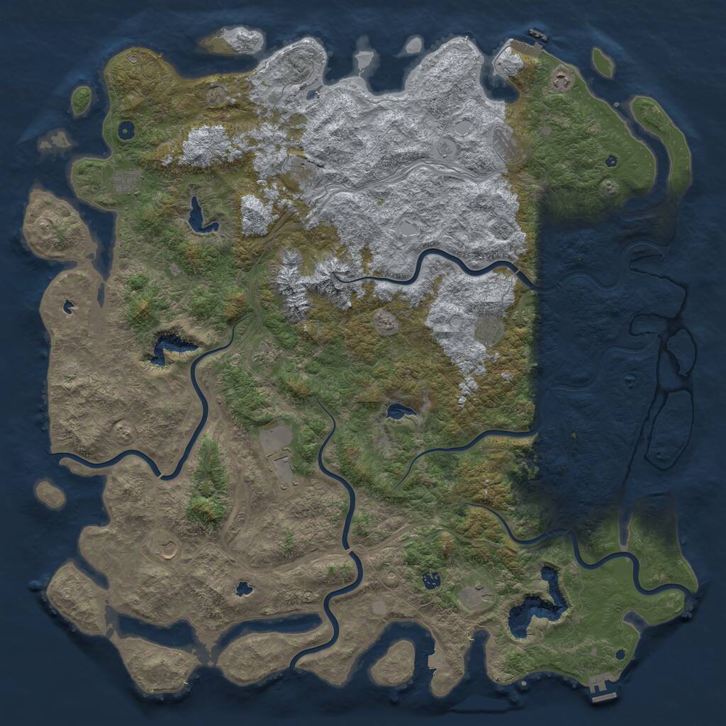 Rust Map: Procedural Map, Size: 6000, Seed: 173947106, 17 Monuments
