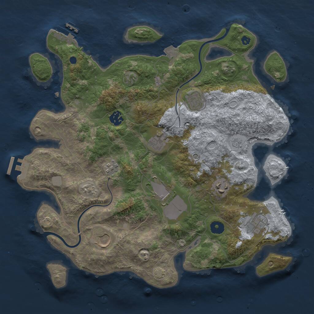 Rust Map: Procedural Map, Size: 3500, Seed: 5020992, 14 Monuments