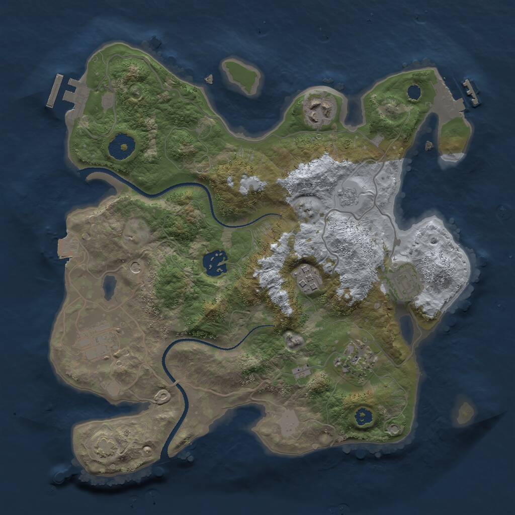 Rust Map: Procedural Map, Size: 3000, Seed: 85335, 12 Monuments