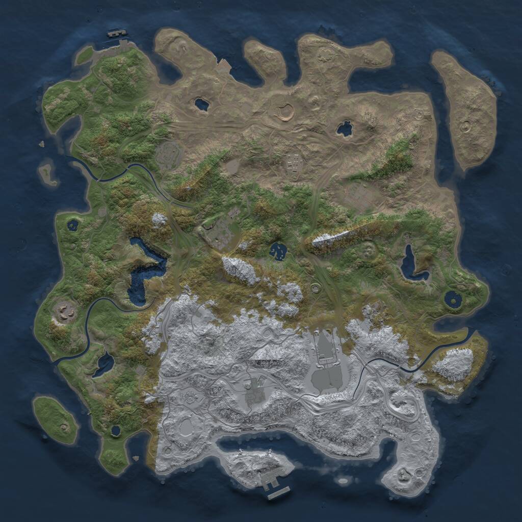 Rust Map: Procedural Map, Size: 4500, Seed: 54676, 16 Monuments