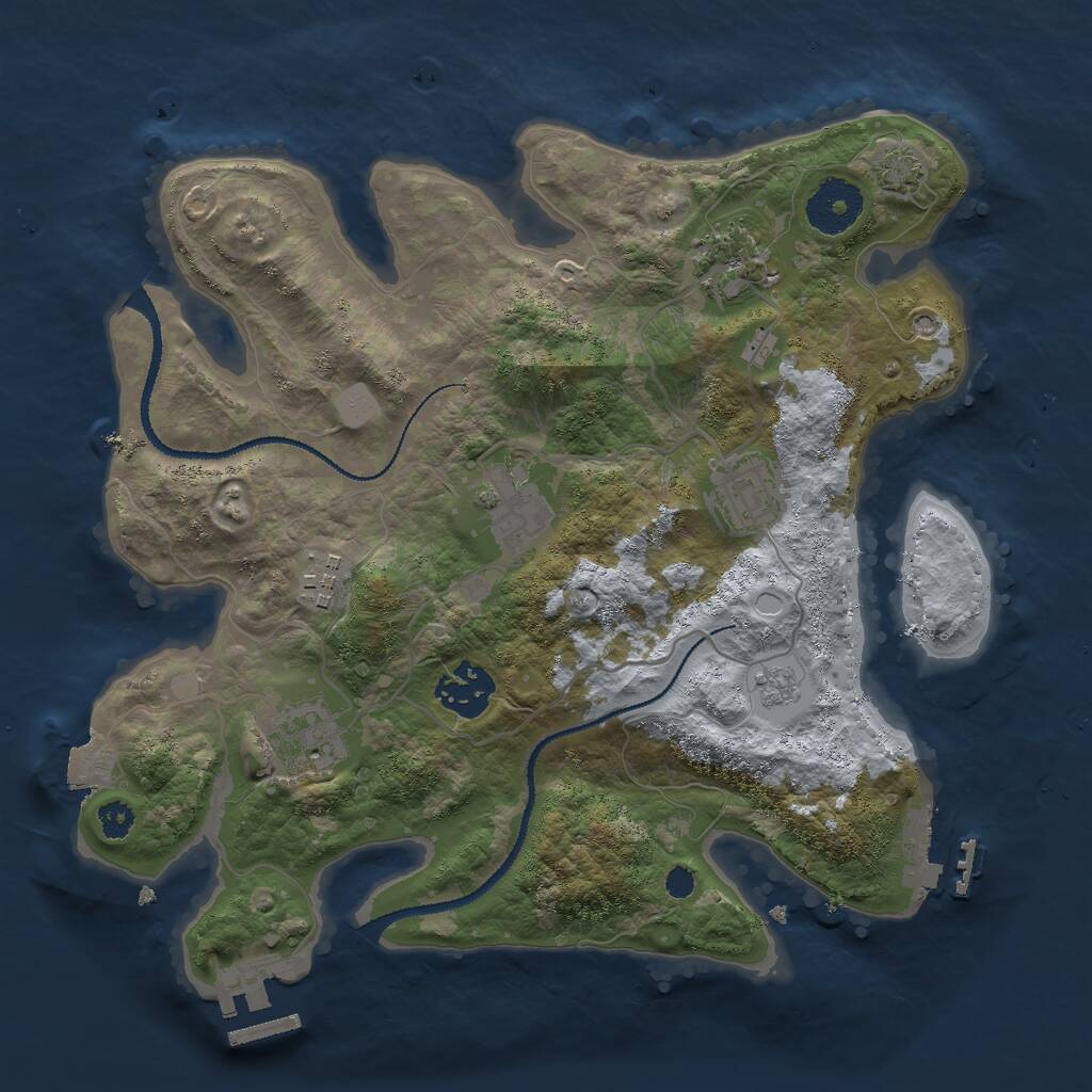 Rust Map: Procedural Map, Size: 3000, Seed: 610687115, 11 Monuments