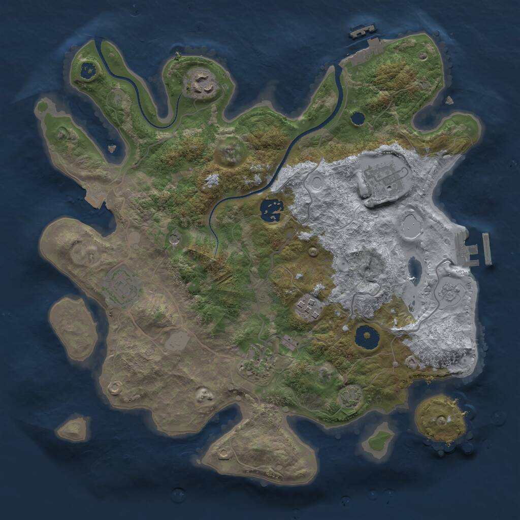 Rust Map: Procedural Map, Size: 3250, Seed: 361455077, 12 Monuments