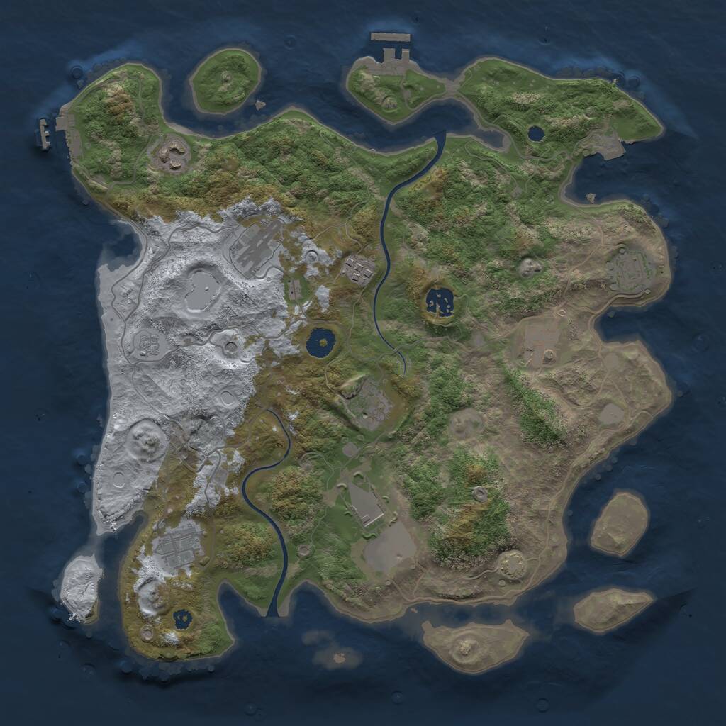 Rust Map: Procedural Map, Size: 3750, Seed: 957620160, 15 Monuments