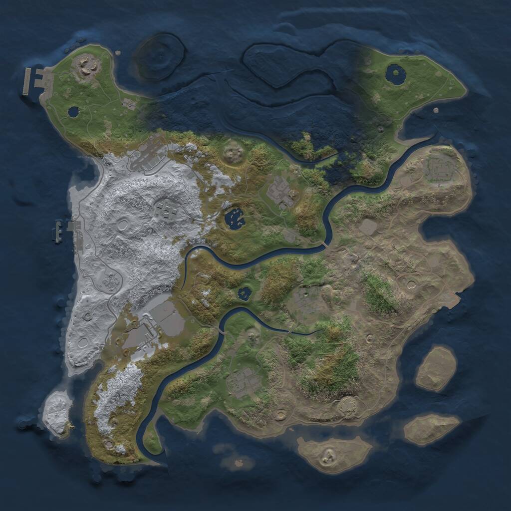 Rust Map: Procedural Map, Size: 3750, Seed: 957620160, 15 Monuments