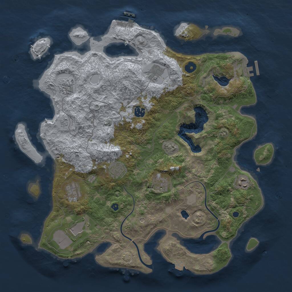 Rust Map: Procedural Map, Size: 4000, Seed: 58656499, 14 Monuments