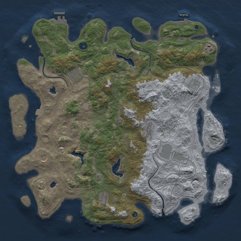 Rust Map: Procedural Map, Size: 4500, Seed: 901270107, 14 Monuments