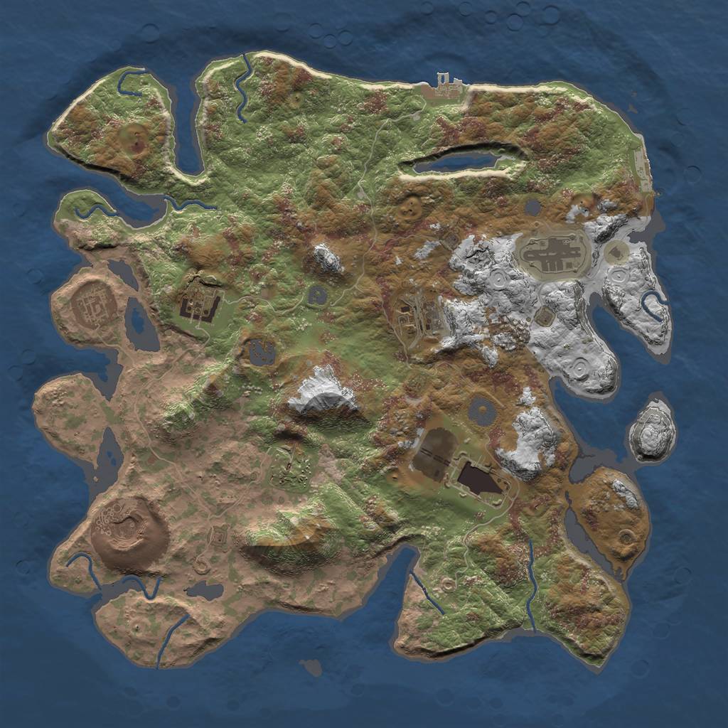Rust Map: Procedural Map, Size: 3850, Seed: 1337, 14 Monuments