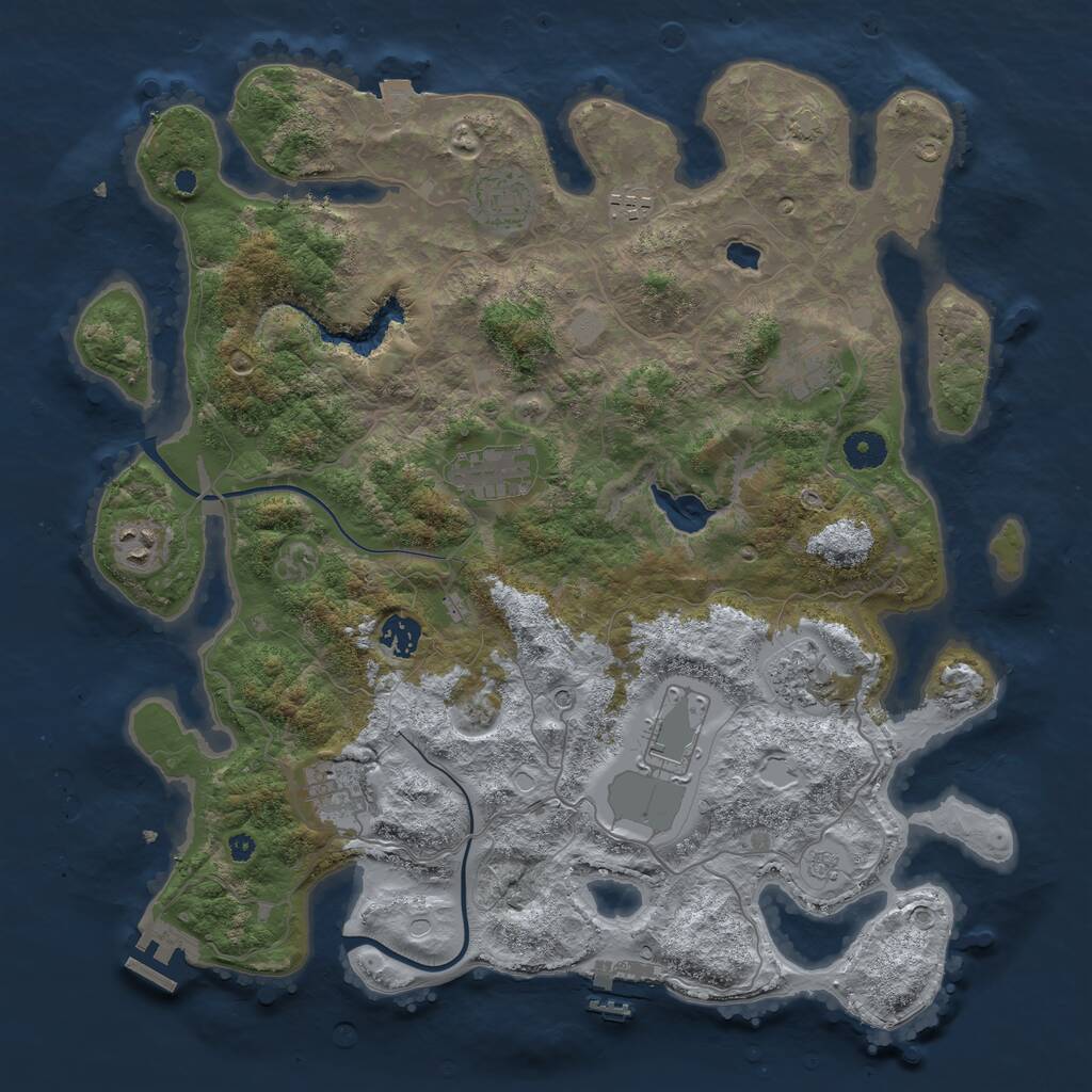 Rust Map: Procedural Map, Size: 4000, Seed: 500046, 15 Monuments