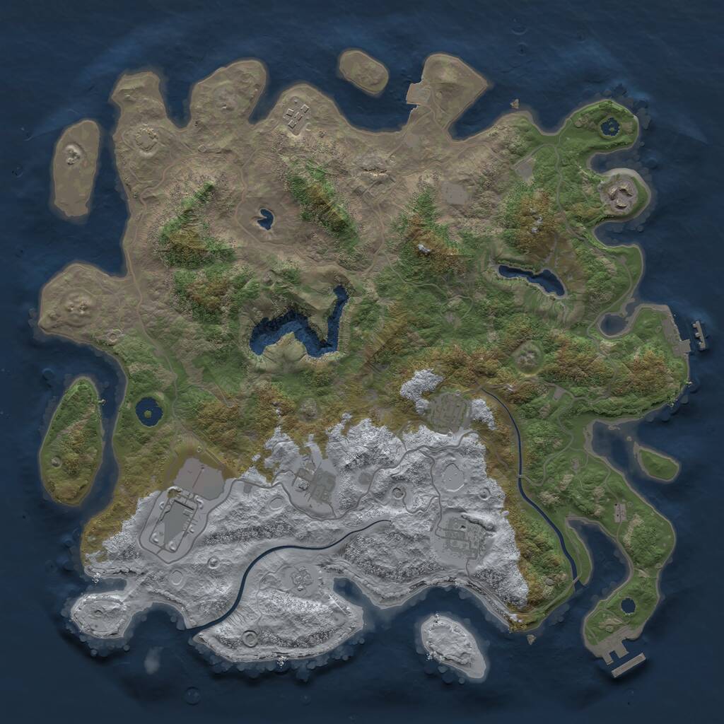 Rust Map: Procedural Map, Size: 4000, Seed: 975375771, 12 Monuments