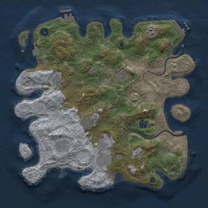 Thumbnail Rust Map: Procedural Map, Size: 3700, Seed: 84848525, 15 Monuments