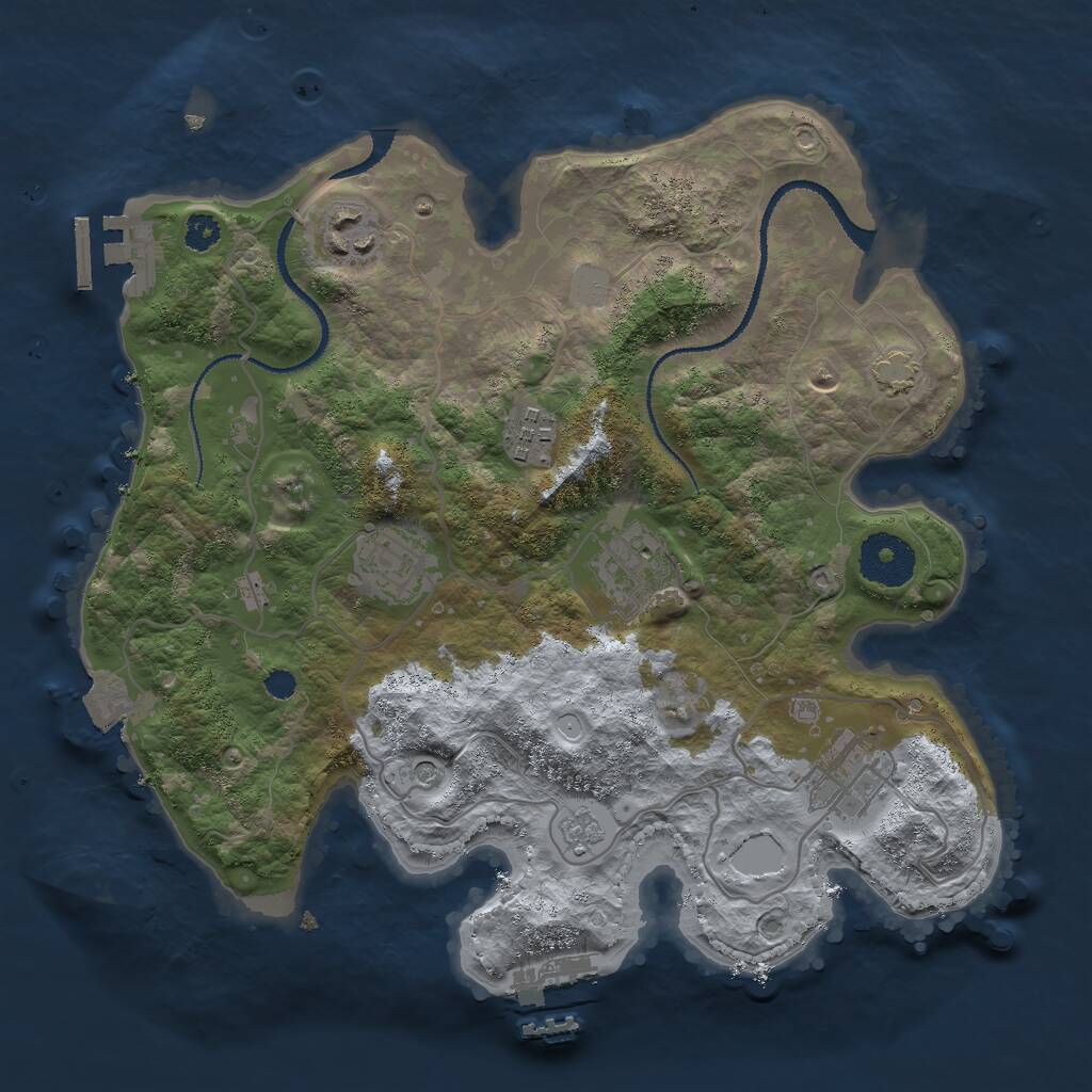 Rust Map: Procedural Map, Size: 3000, Seed: 2051283275, 11 Monuments