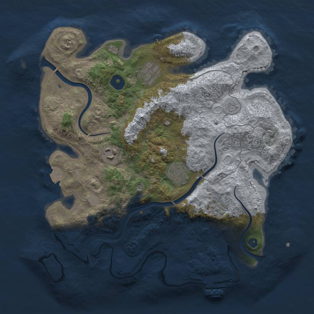 Rust Map: Procedural Map, Size: 3300, Seed: 1049820451, 9 Monuments