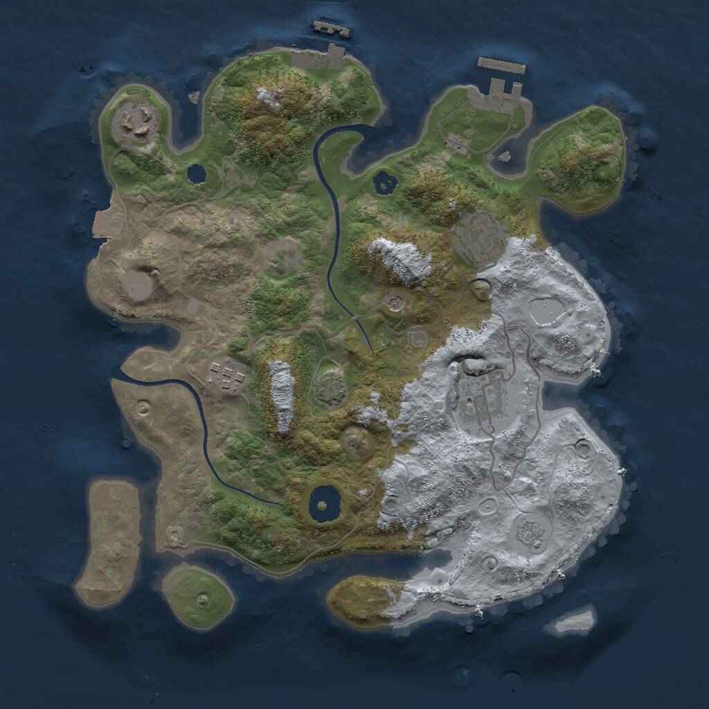 Rust Map: Procedural Map, Size: 3000, Seed: 13331, 10 Monuments