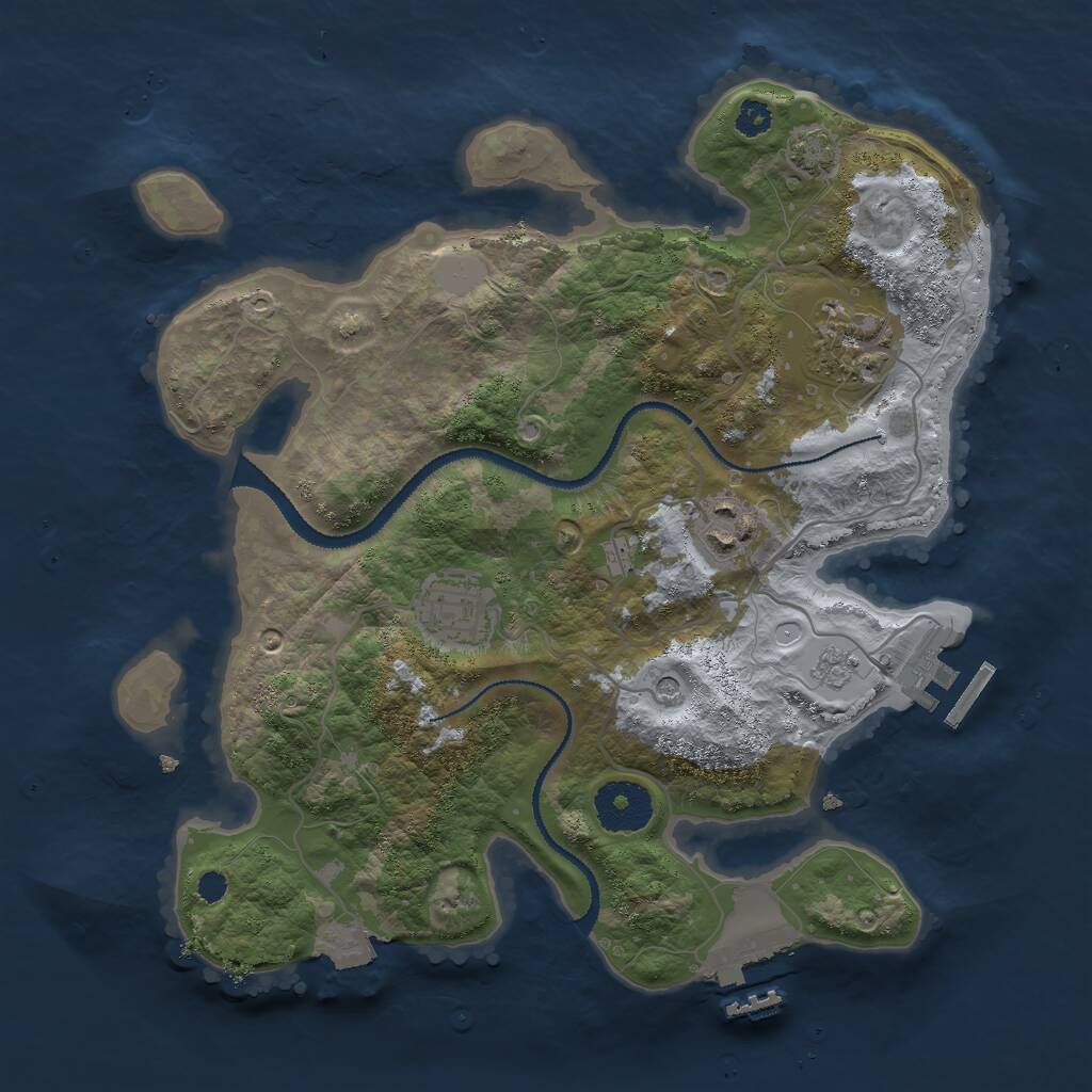 Rust Map: Procedural Map, Size: 3000, Seed: 1208321742, 9 Monuments