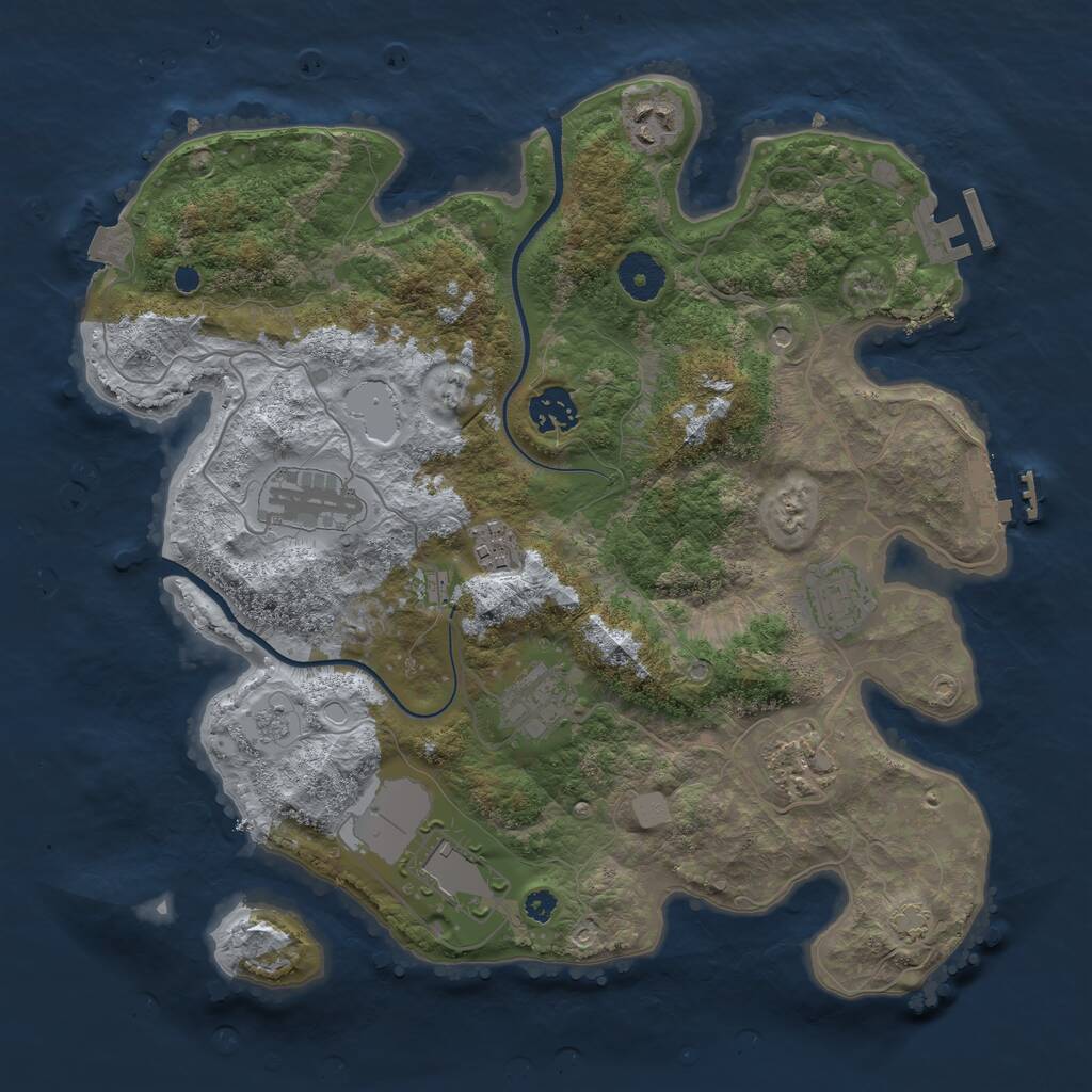 Rust Map: Procedural Map, Size: 3500, Seed: 33701744, 14 Monuments