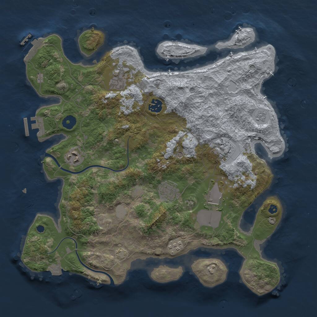 Rust Map: Procedural Map, Size: 3500, Seed: 115413103, 13 Monuments