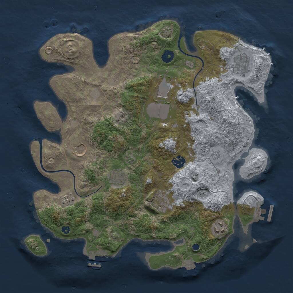 Rust Map: Procedural Map, Size: 3500, Seed: 1336629912, 14 Monuments