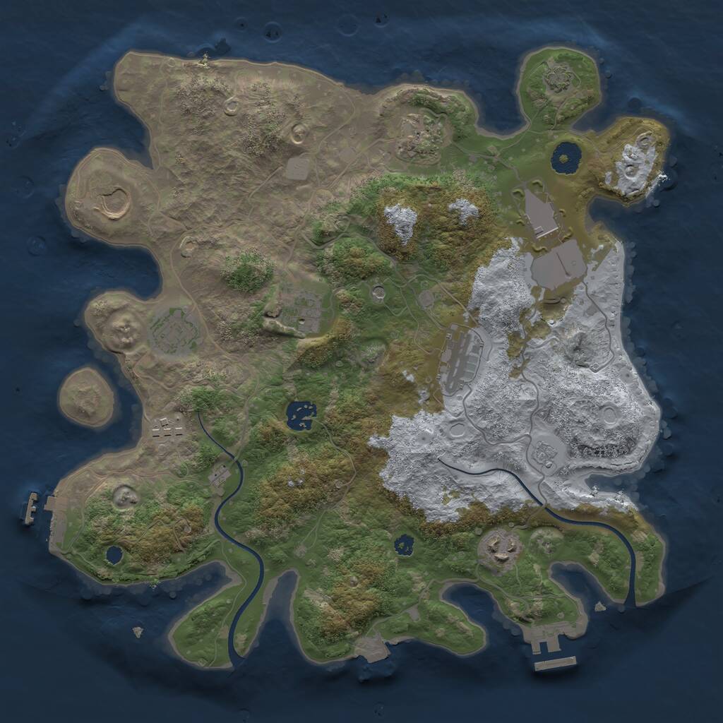 Rust Map: Procedural Map, Size: 3500, Seed: 1209953746, 15 Monuments