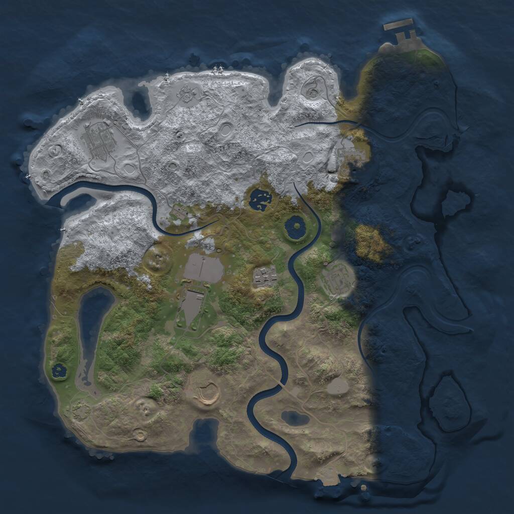 Rust Map: Procedural Map, Size: 3500, Seed: 17656246, 12 Monuments