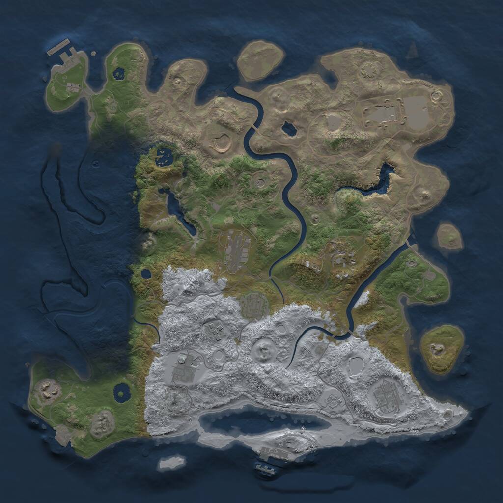 Rust Map: Procedural Map, Size: 4000, Seed: 280519, 16 Monuments