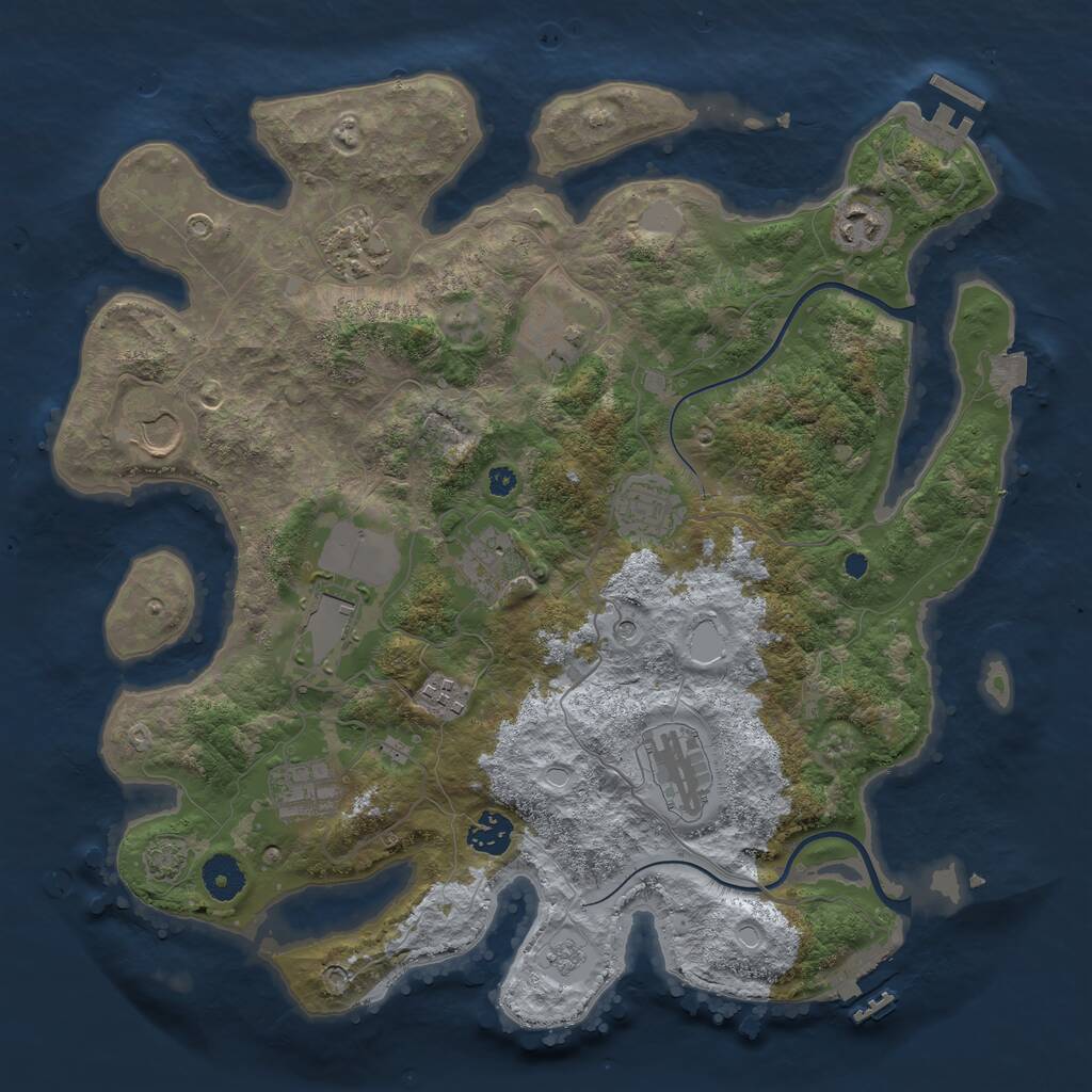 Rust Map: Procedural Map, Size: 3750, Seed: 1289416838, 17 Monuments