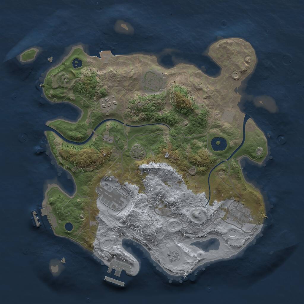 Rust Map: Procedural Map, Size: 3000, Seed: 1606230535, 9 Monuments