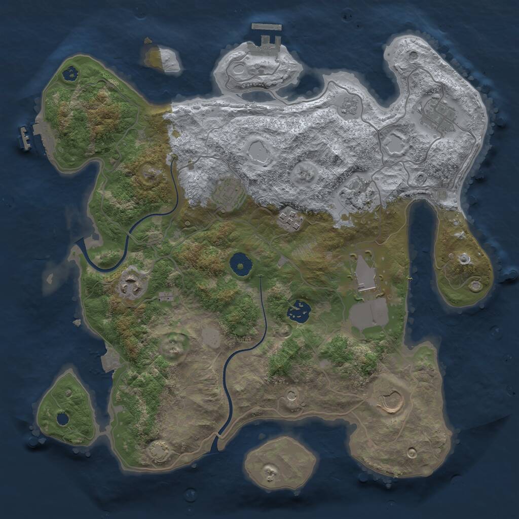 Rust Map: Procedural Map, Size: 3500, Seed: 674078923, 14 Monuments