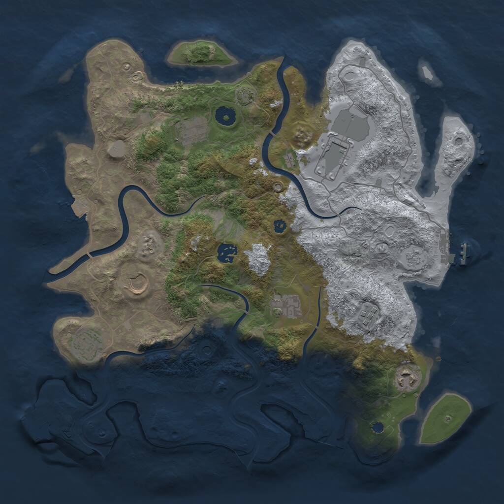 Rust Map: Procedural Map, Size: 3750, Seed: 1407709624, 14 Monuments