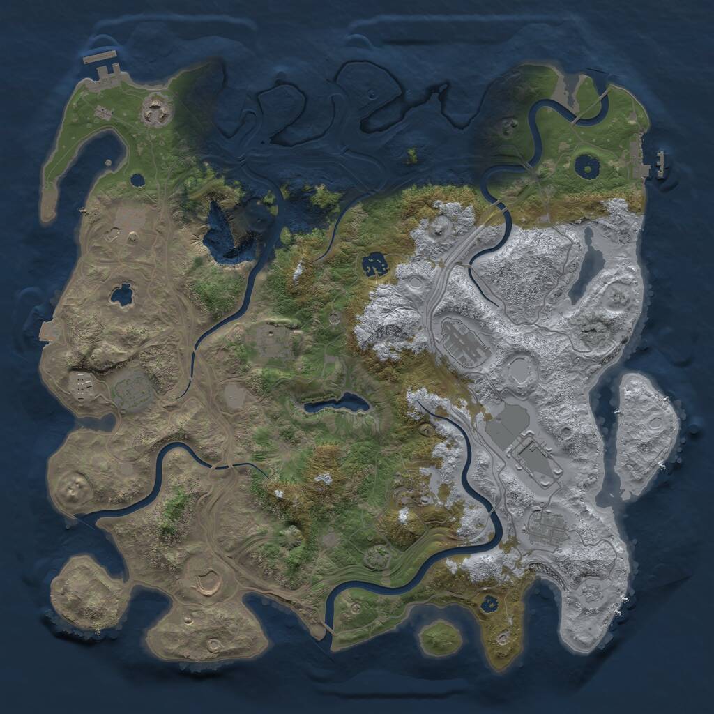 Rust Map: Procedural Map, Size: 4250, Seed: 1189737708, 17 Monuments