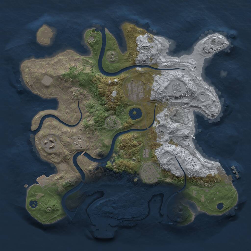 Rust Map: Procedural Map, Size: 3000, Seed: 25966, 10 Monuments