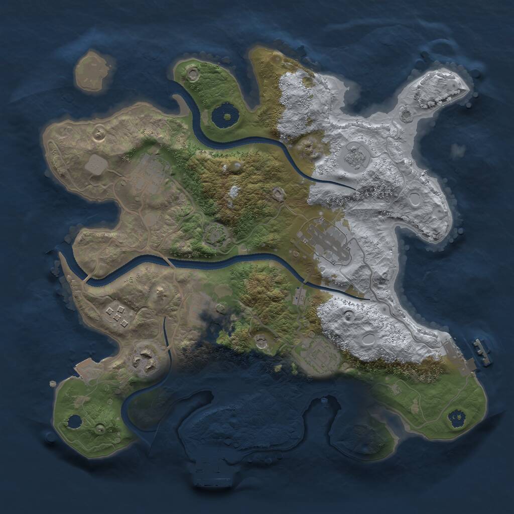 Rust Map: Procedural Map, Size: 3000, Seed: 25966, 12 Monuments
