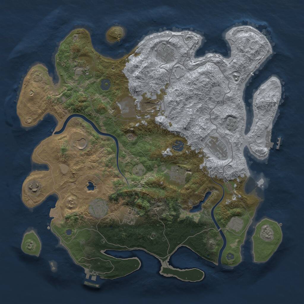Rust Map: Procedural Map, Size: 4000, Seed: 498209, 17 Monuments