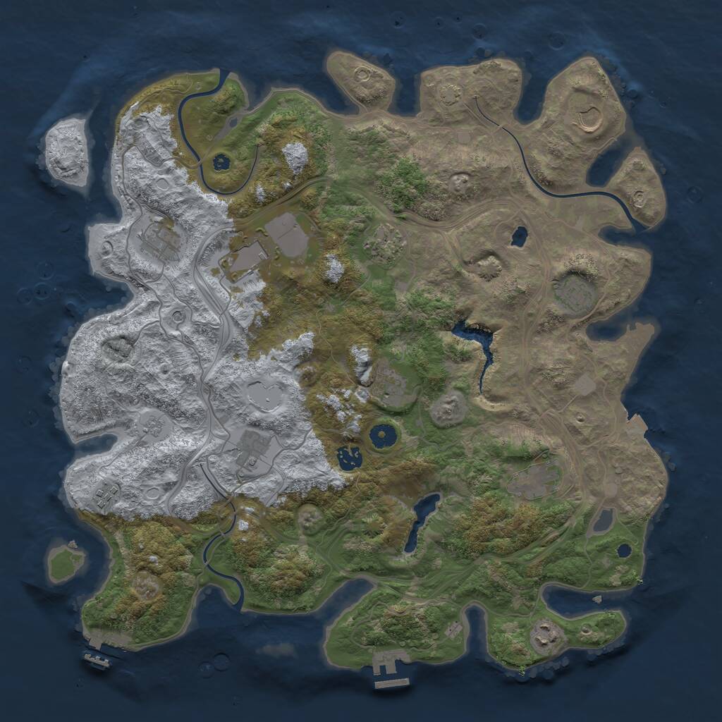 Rust Map: Procedural Map, Size: 4250, Seed: 1037171490, 17 Monuments